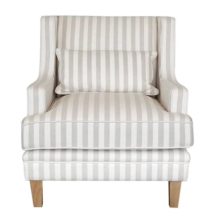 Kiama Armchair Natural Stripe W/White Piping