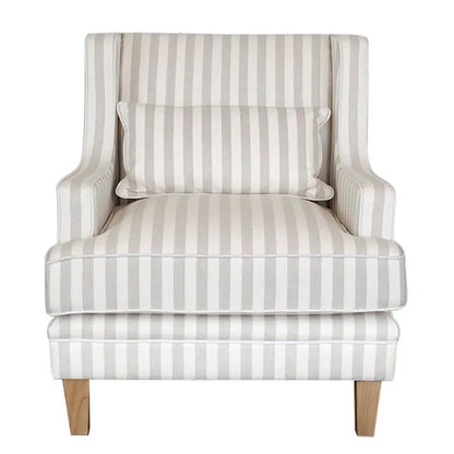 Kiama Armchair Natural Stripe W/White Piping