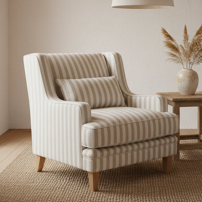 Kiama Armchair Natural Stripe W/White Piping