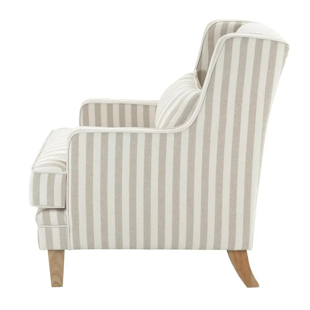 Kiama Armchair Natural Stripe W/White Piping