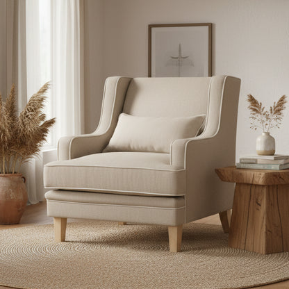 Kiama Armchair Natural W/White Piping