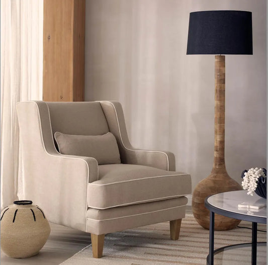 Kiama Armchair Natural W/White Piping