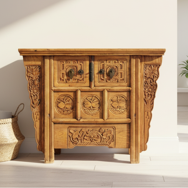Antique Chinese Cabinet with Carved detail
