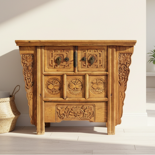 Antique Chinese Cabinet with Carved detail