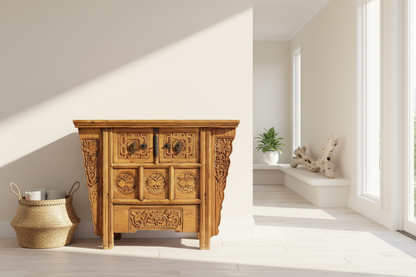 Antique Chinese Cabinet with Carved detail