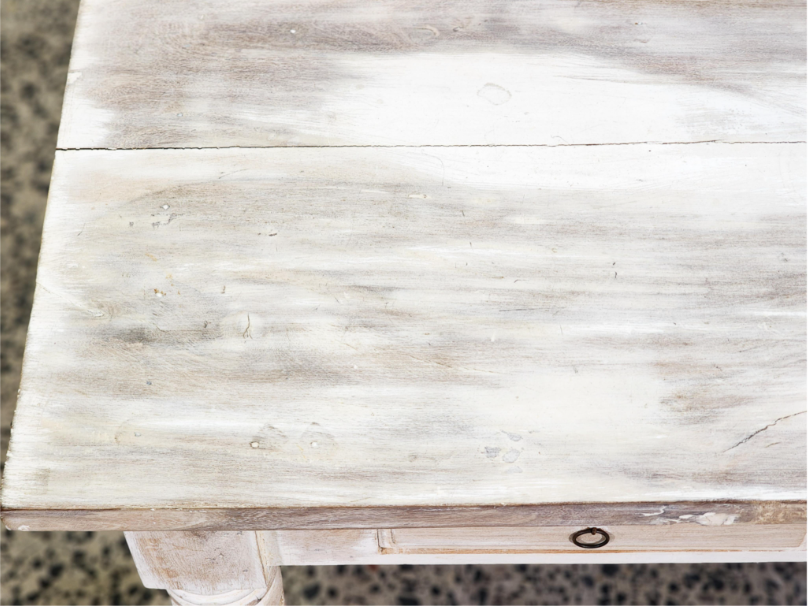 Hardwood hall table with single drawer and white-washed finish (75 x 150 x 44cm)