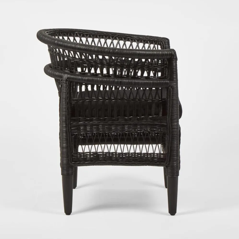 Livingstone Wicker Armchair Black/Black cushion - Outdoor Under-Cover