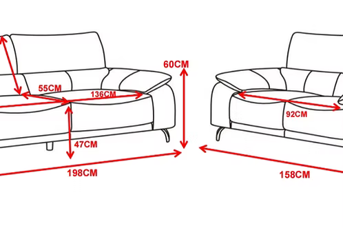 Louie SNR - 3 Seat Sofa with adjustable headrests - DUST OATMEAL