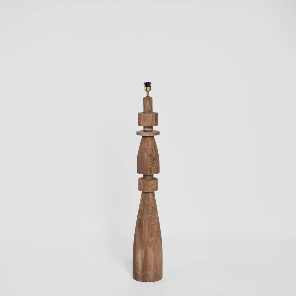 Magnus Wood Floor Lamp Saddle Base with Black Shade