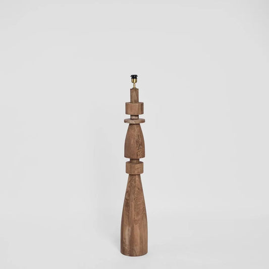 Magnus Wood Floor Lamp Saddle Base with Black Shade