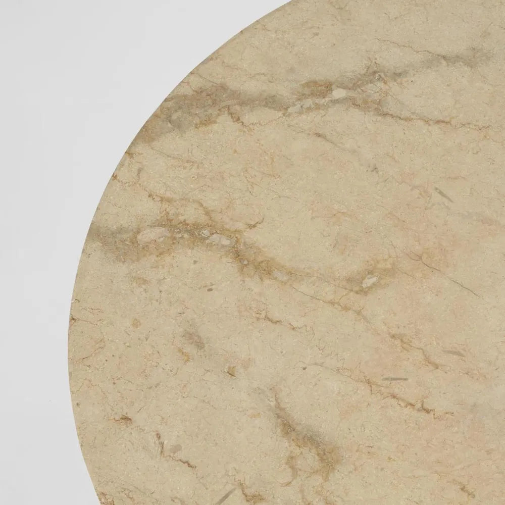 Marmer Round Coffee Table Stone + Teakwood
