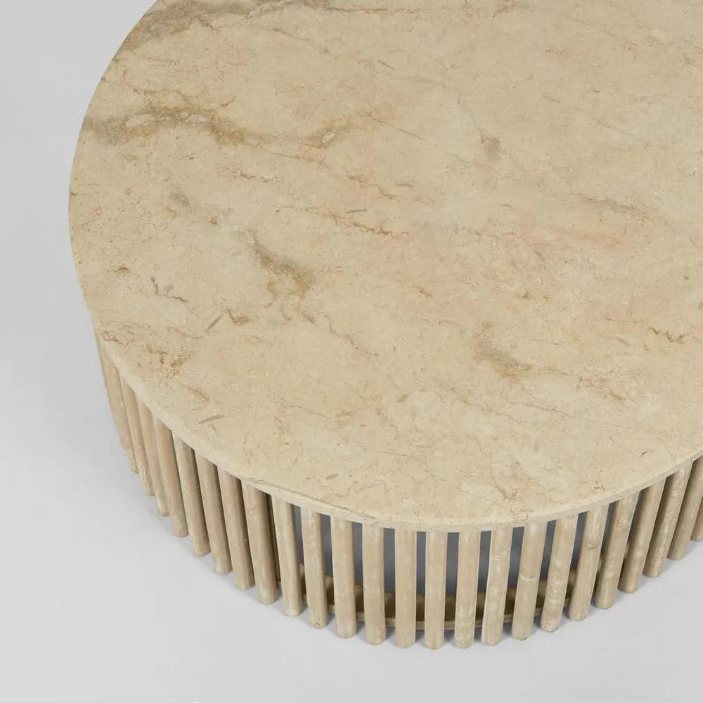 Marmer Round Coffee Table Stone + Teakwood