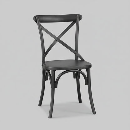 Cross Back Dining Chair - Black - Timber Seat