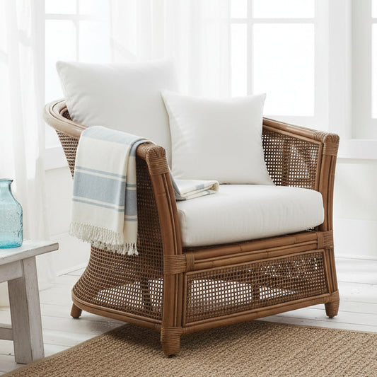 Morocco Armchair Rattan Cream Cushions