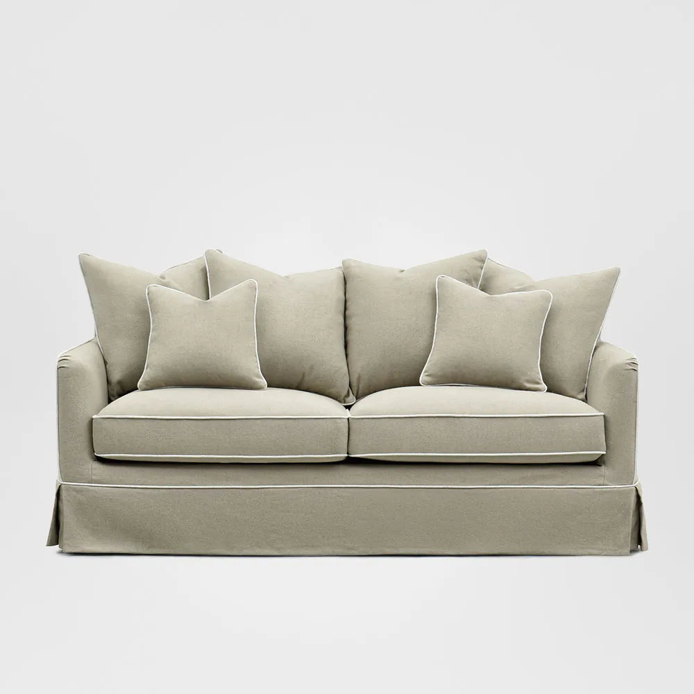 Mosman 2.5 Seat Sofa with Removable Covers - Natural White Piping