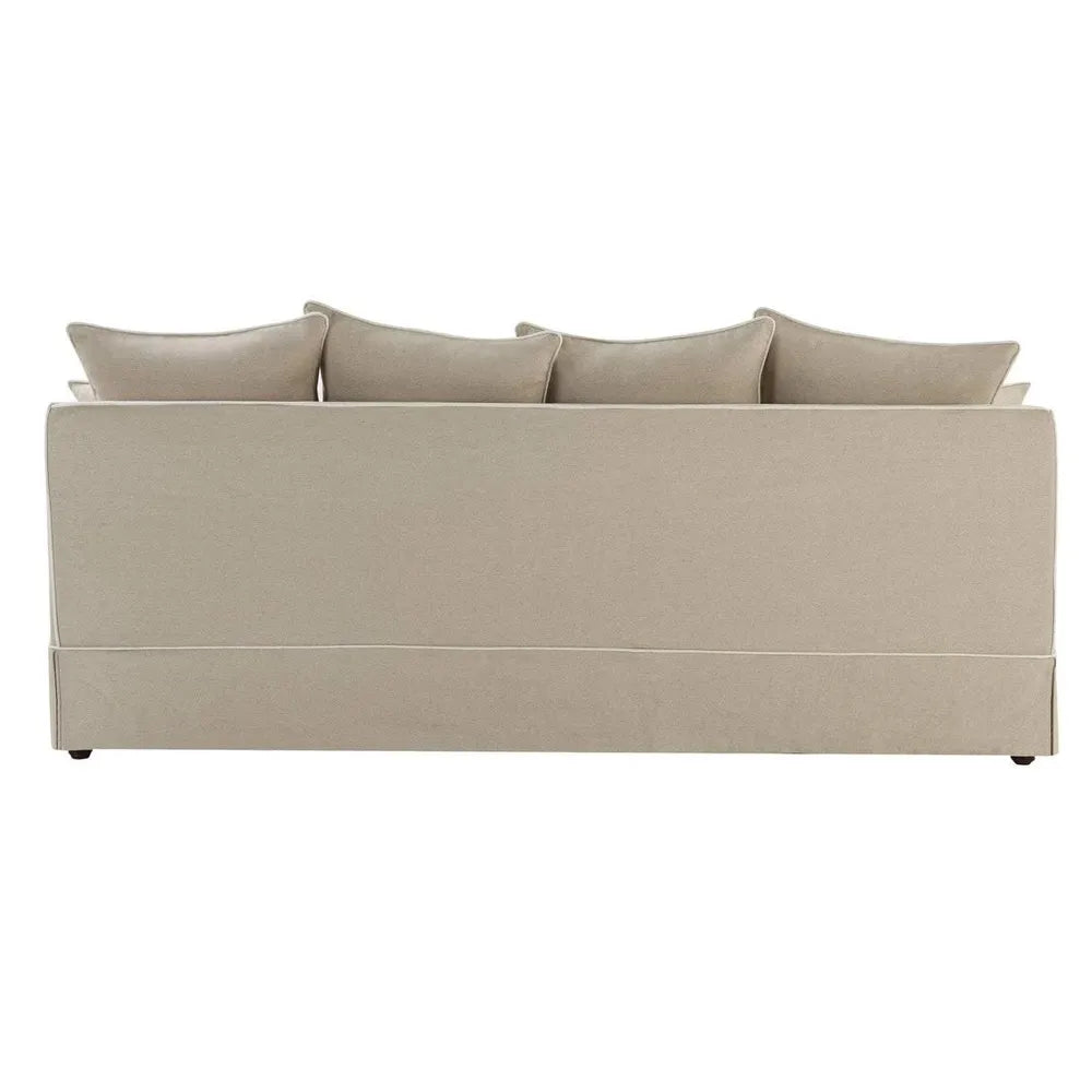 Mosman 3 Seat Sofa with Removable Covers - Natural White Piping