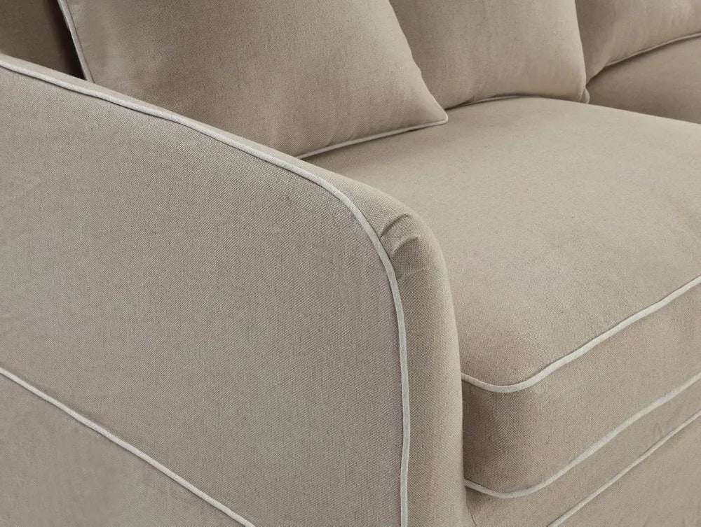 Mosman 3 Seat Sofa with Removable Covers - Natural White Piping