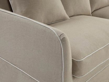 Mosman 3 Seat Sofa with Removable Covers - Natural White Piping