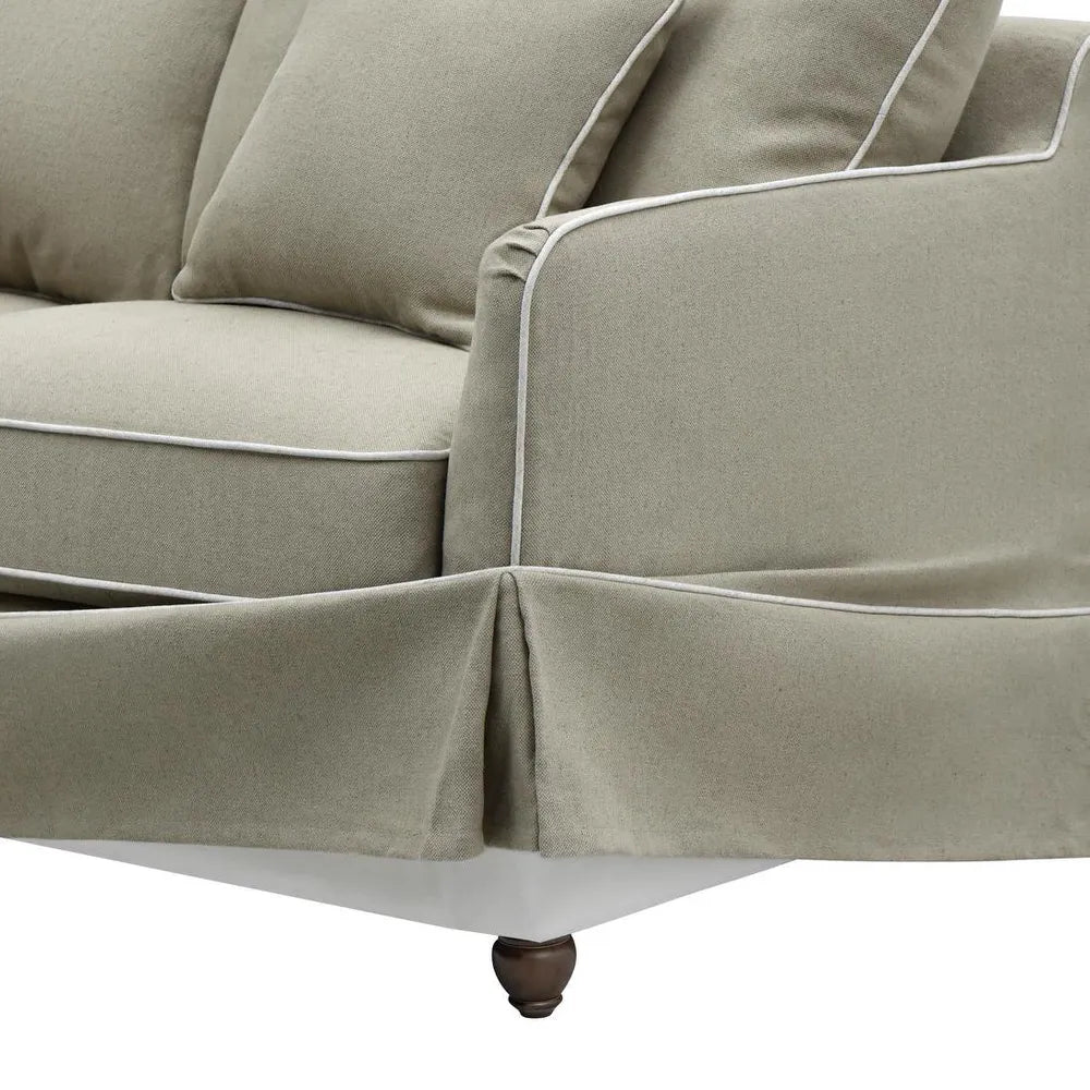 Mosman 3 Seat Sofa with Removable Covers - Natural White Piping