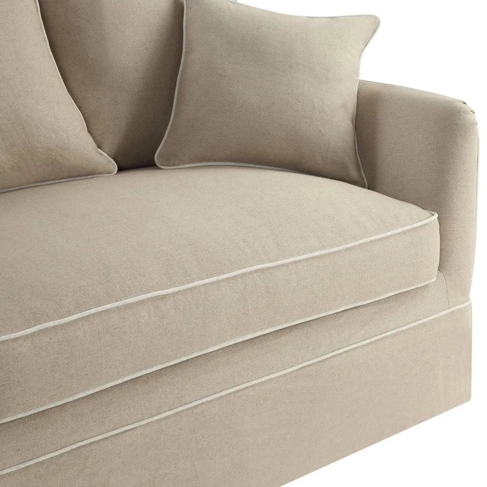 Mosman 3 Seat Sofa with Removable Covers - Natural White Piping