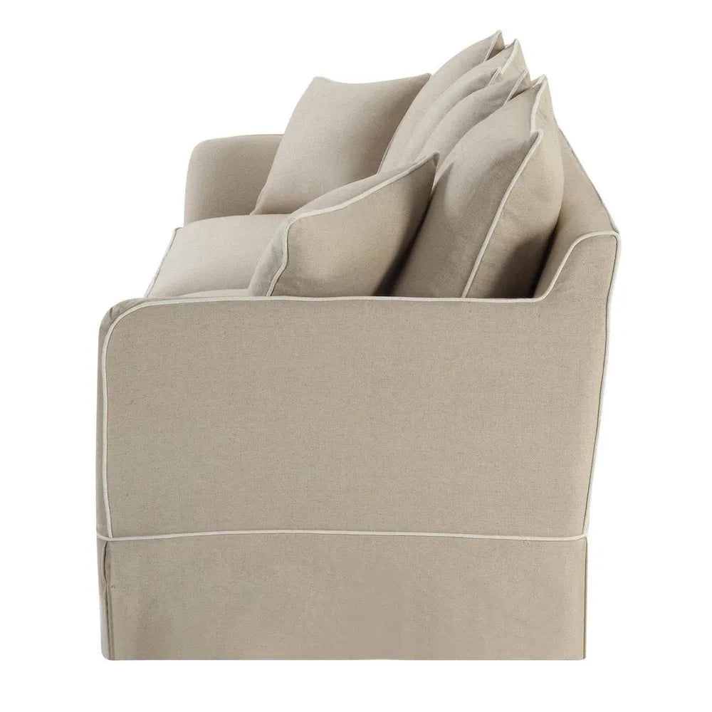 Mosman 3 Seat Sofa with Removable Covers - Natural White Piping