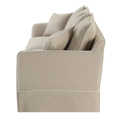 Mosman 3 Seat Sofa with Removable Covers - Natural White Piping