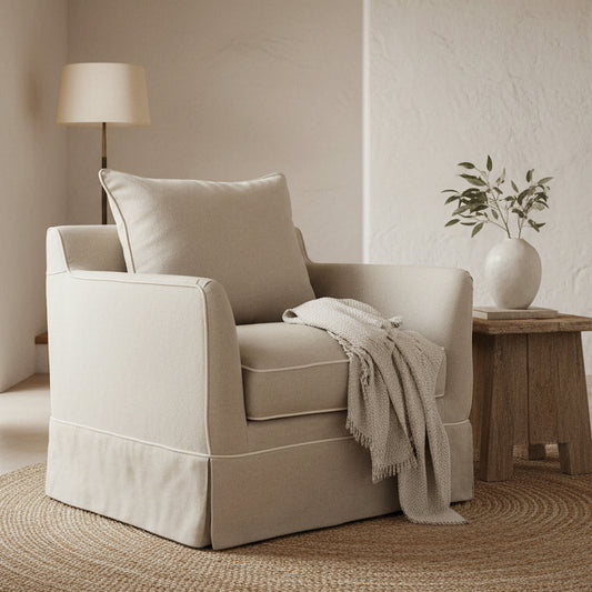 Mosman Armchair Natural with White Piping