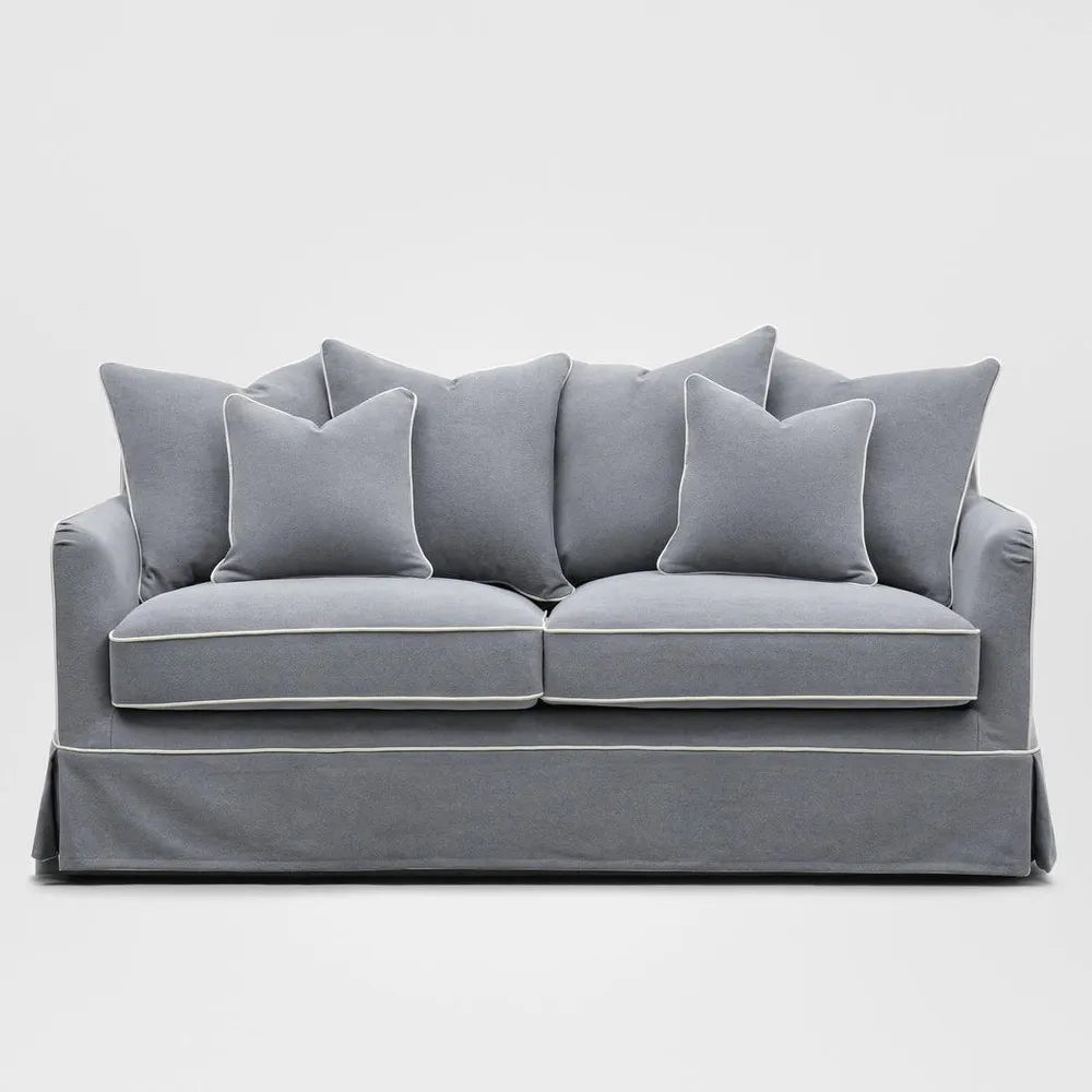 Mosman 2.5 Seat Sofa Bed Grey W/White Piping