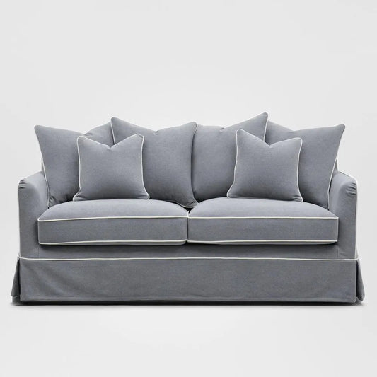 Mosman 2.5 Seat Sofa Bed Grey W/White Piping