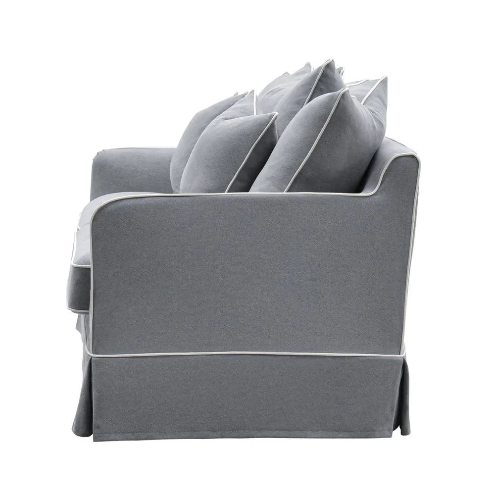 Mosman 2.5 Seat Sofa Bed Grey W/White Piping