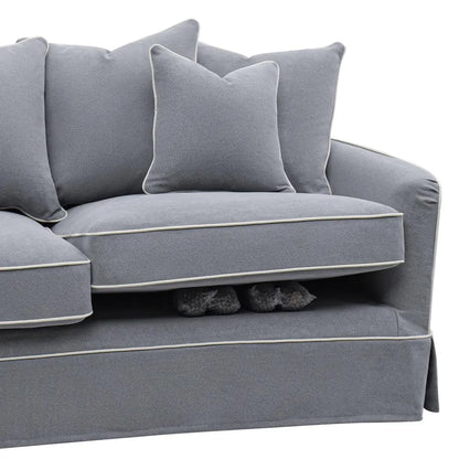 Mosman 2.5 Seat Sofa Bed Grey W/White Piping