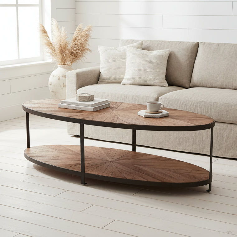 Rustica Oval Reclaimed Oak Coffee Table