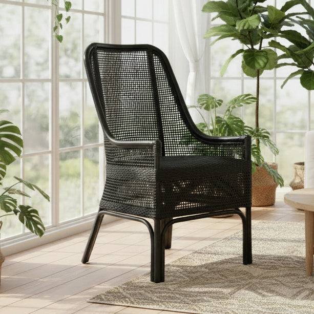 Cairo Rattan Dining Chair - Black