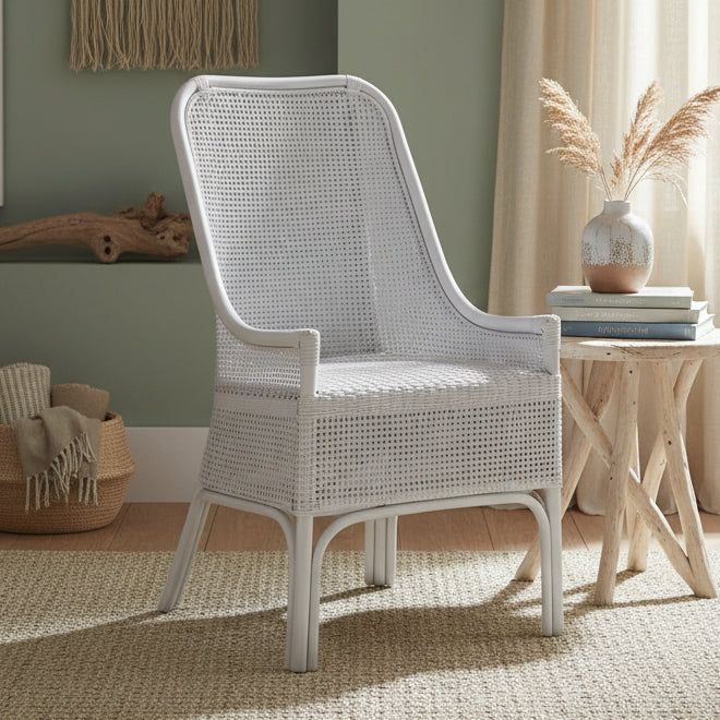 Cairo Rattan Dining Chair - White