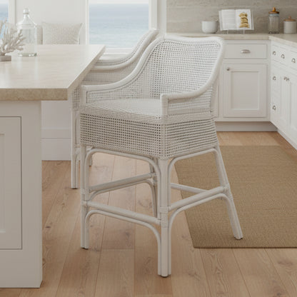 Cairo Rattan Stool - Sold White