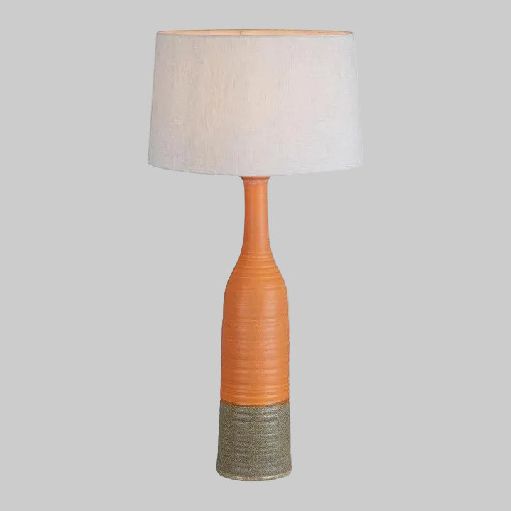 Potters Table Lamp Base Large Orange and Brown- Base Only
