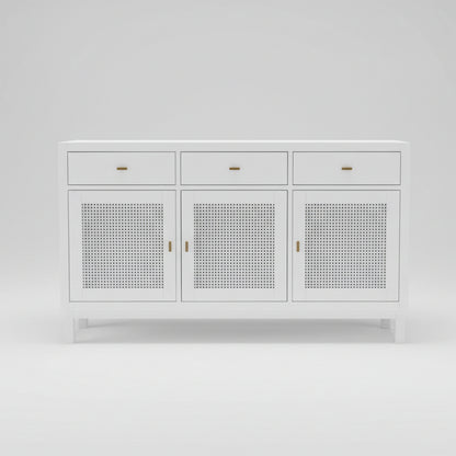 Rafia White Wood 3 Door / Drw Sideboard