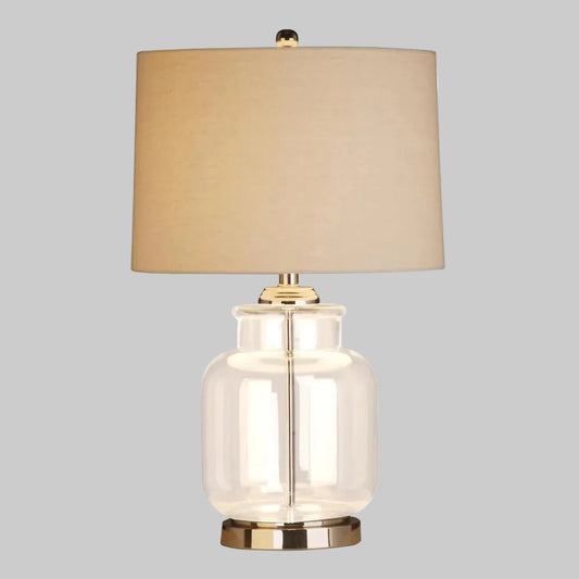 Silver Nickel + Glass Table lamp 640h with Linen Shade