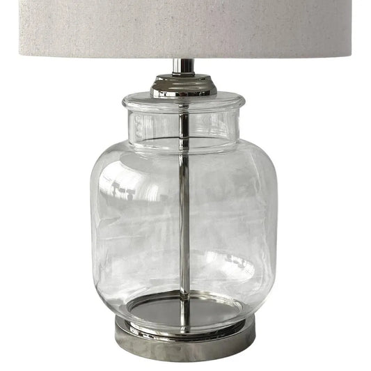 Silver Nickel + Glass Table lamp 640h with Linen Shade