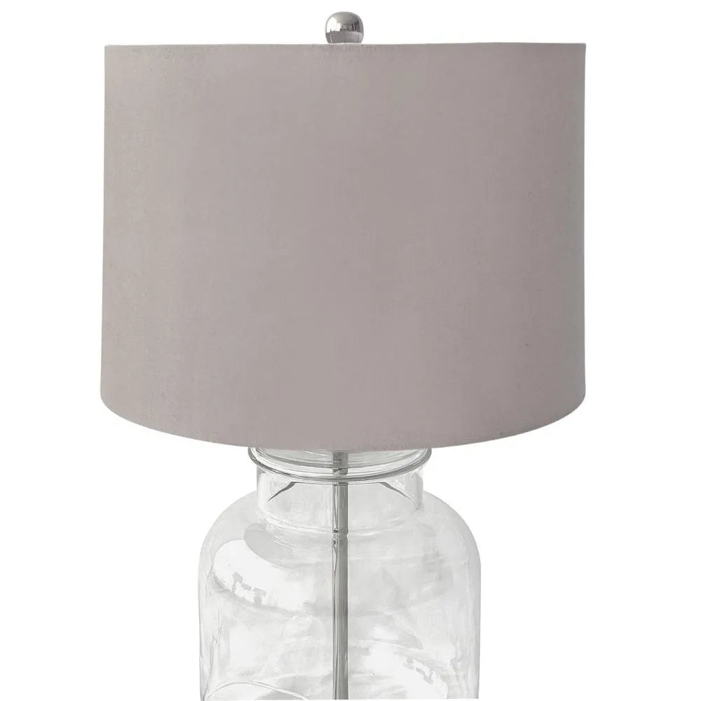 Silver Nickel + Glass Table lamp 640h with Linen Shade