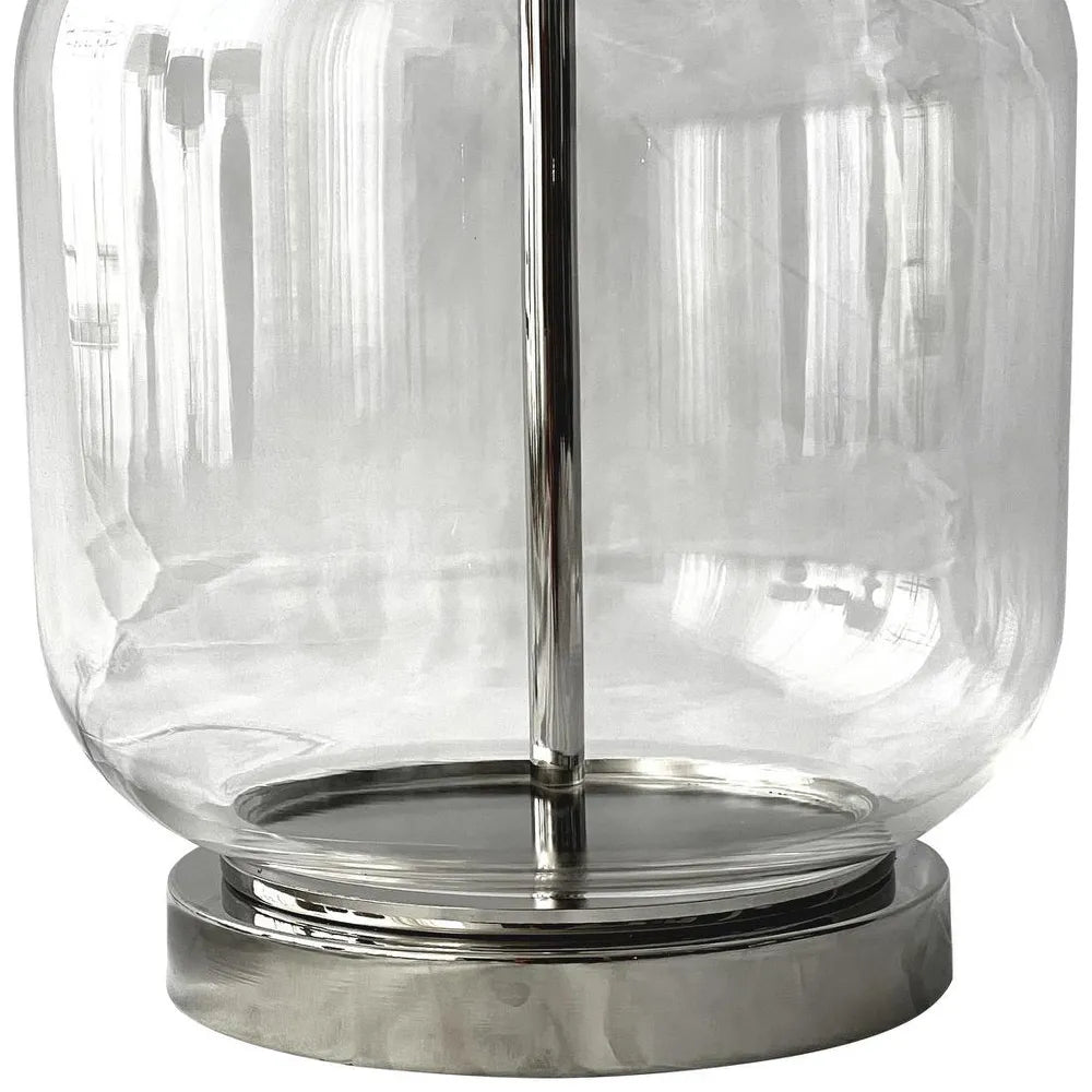 Silver Nickel + Glass Table lamp 640h with Linen Shade