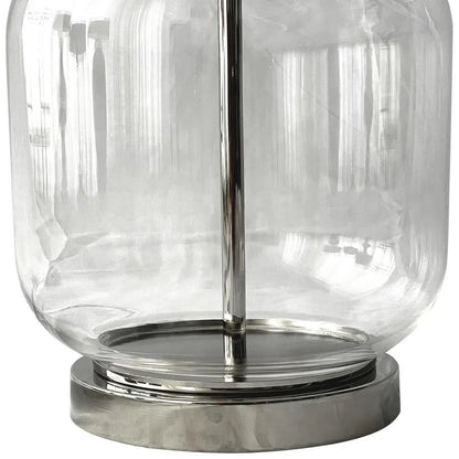 Silver Nickel + Glass Table lamp 640h with Linen Shade