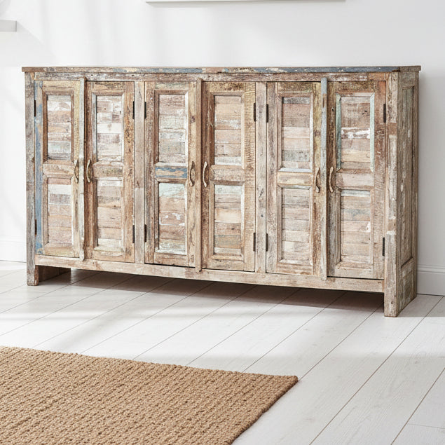 Rustic six door side board (108 x 183 x 41cm)