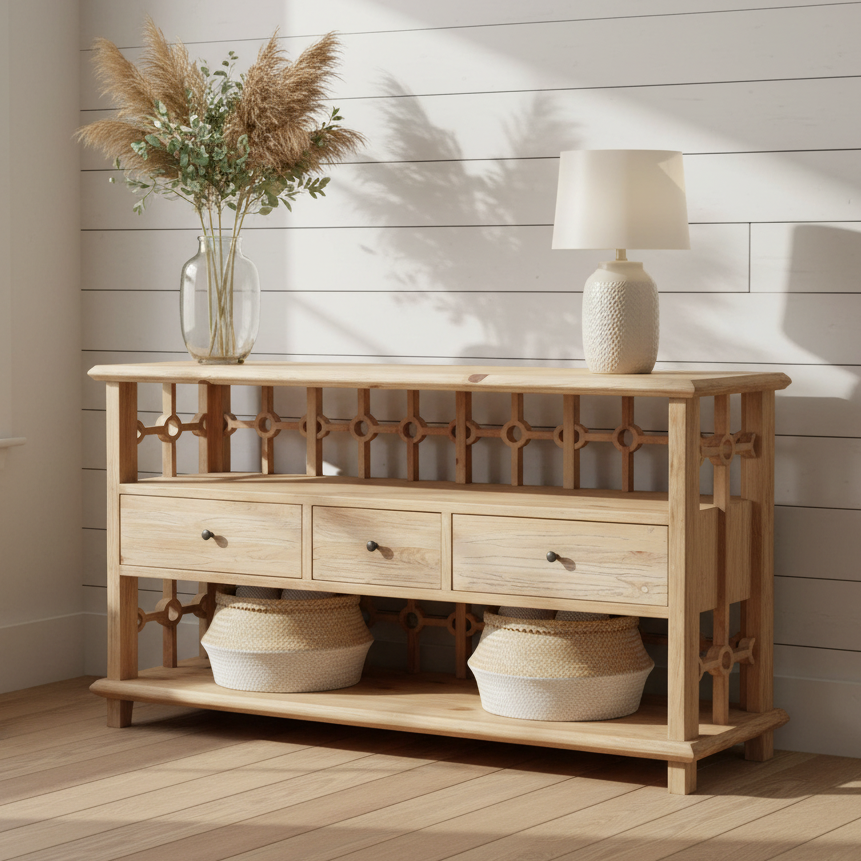 Baroo Timber Hall Table - Sonoma Distressed Natural or Rustic