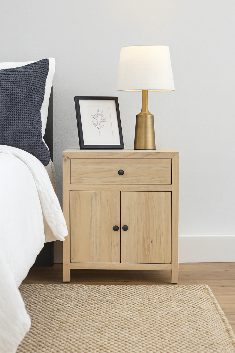 Kayu 2dr/1drw Bedside Timber Table