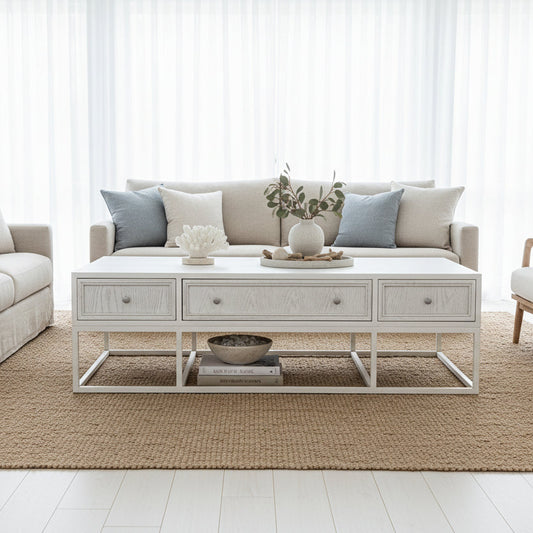 Tubetti Modern metal base coffee table (76 x 180 x 90cm)