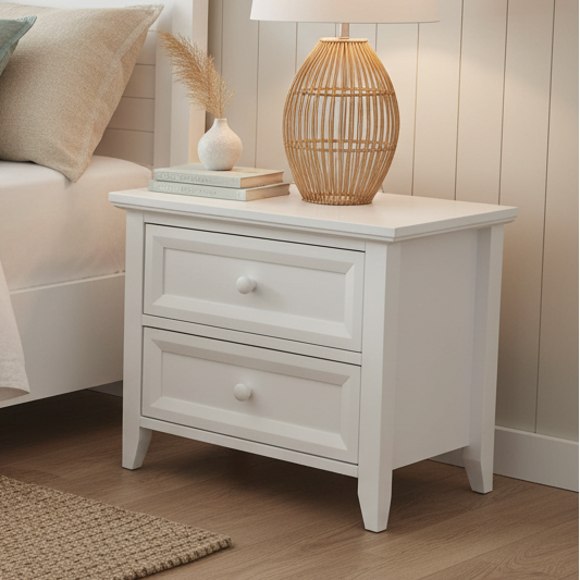 Weston 2drw White Bedside Table