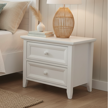 Weston 2drw White Bedside Table