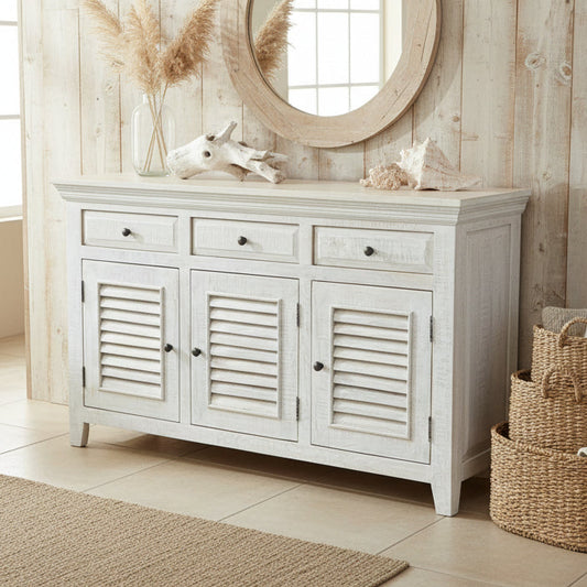 Woodlands Mango wood Whitewash Sideboard 1400