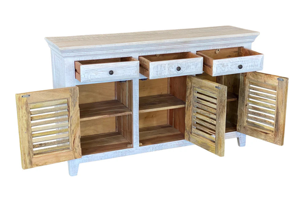 Woodlands Mango wood Whitewash Sideboard 1400